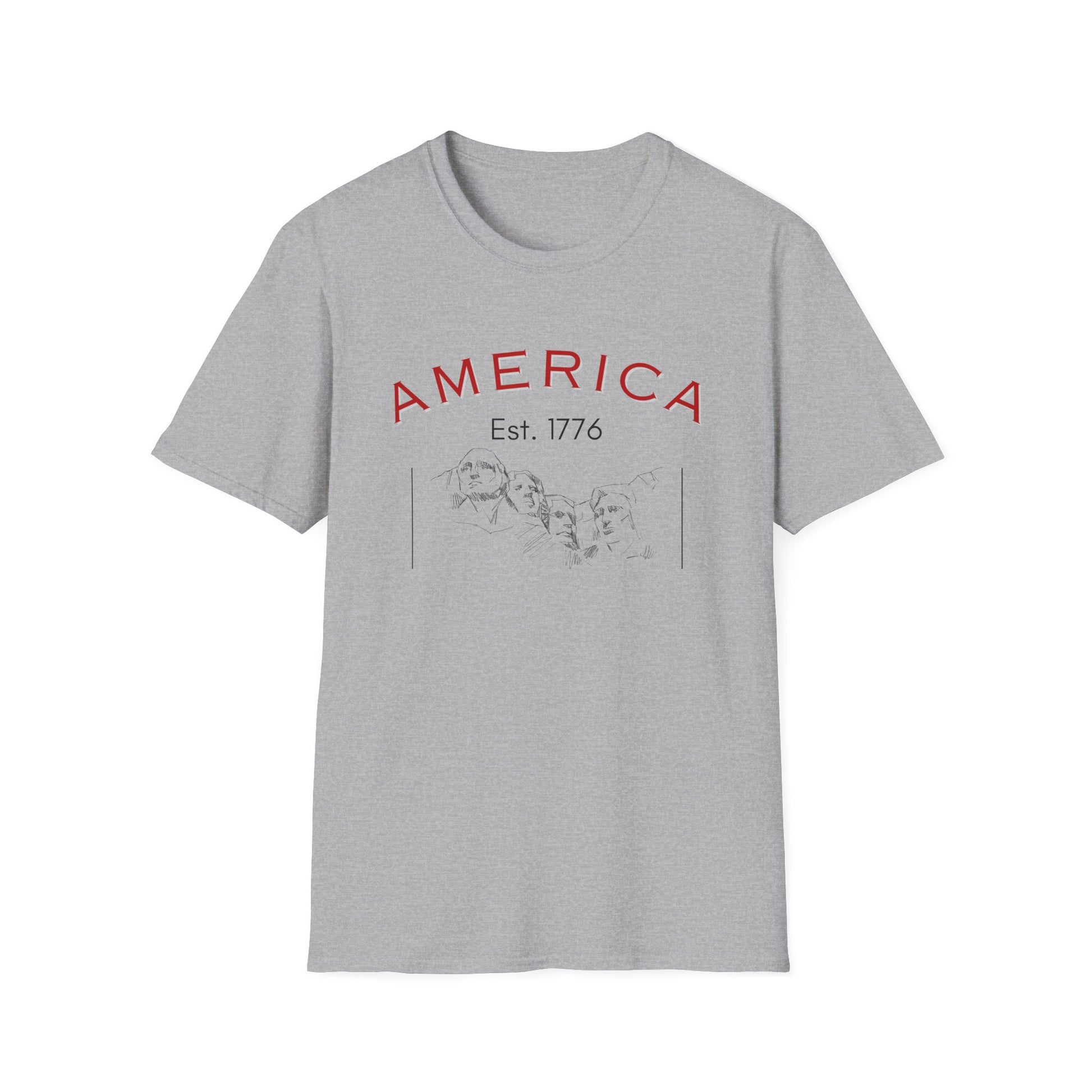 America Unisex Softstyle T-Shirt | Mount Rushmore Print - Celebrate 4th of July in Style