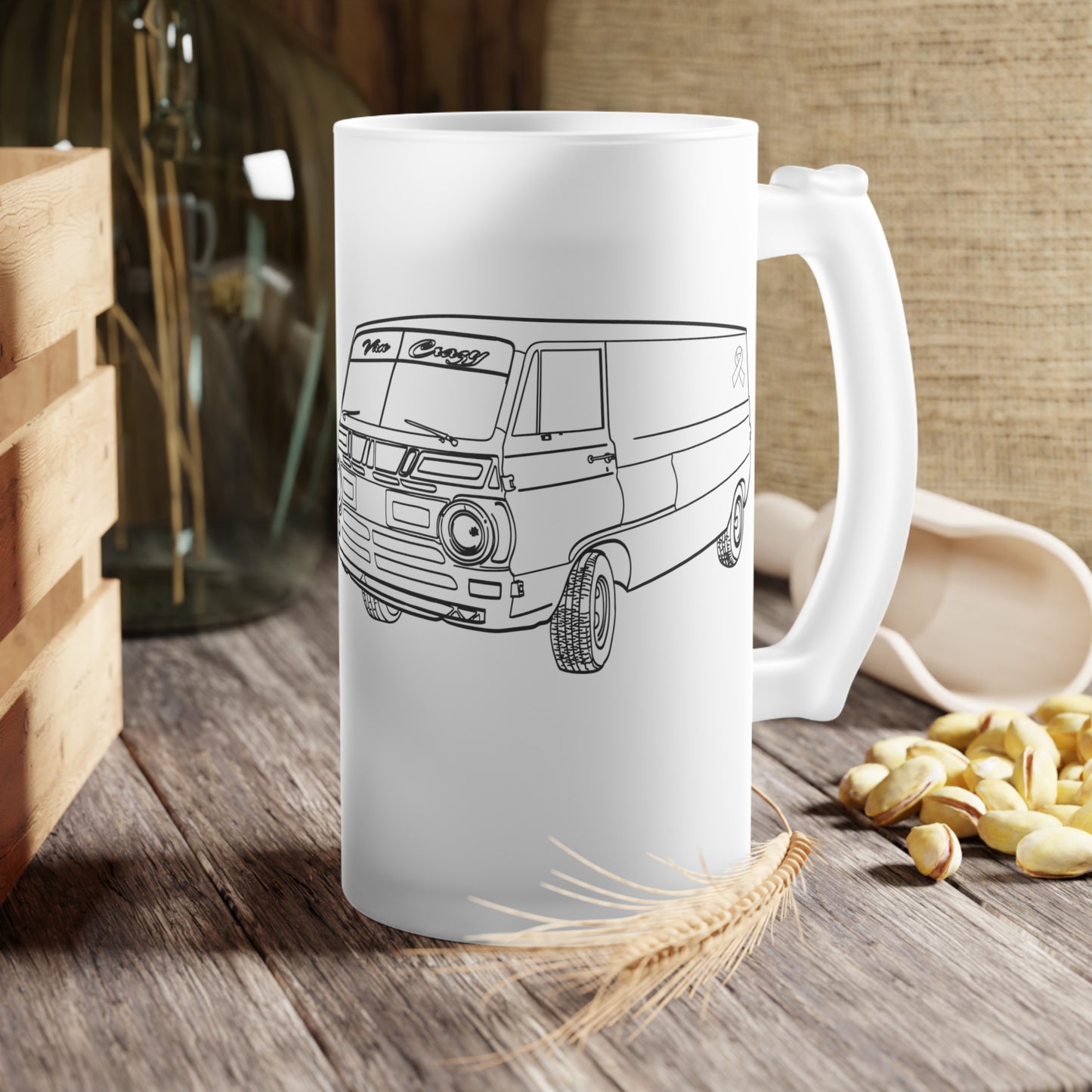 Van Crazy - 1968 Dodge A108 - Frosted Glass Beer Mug