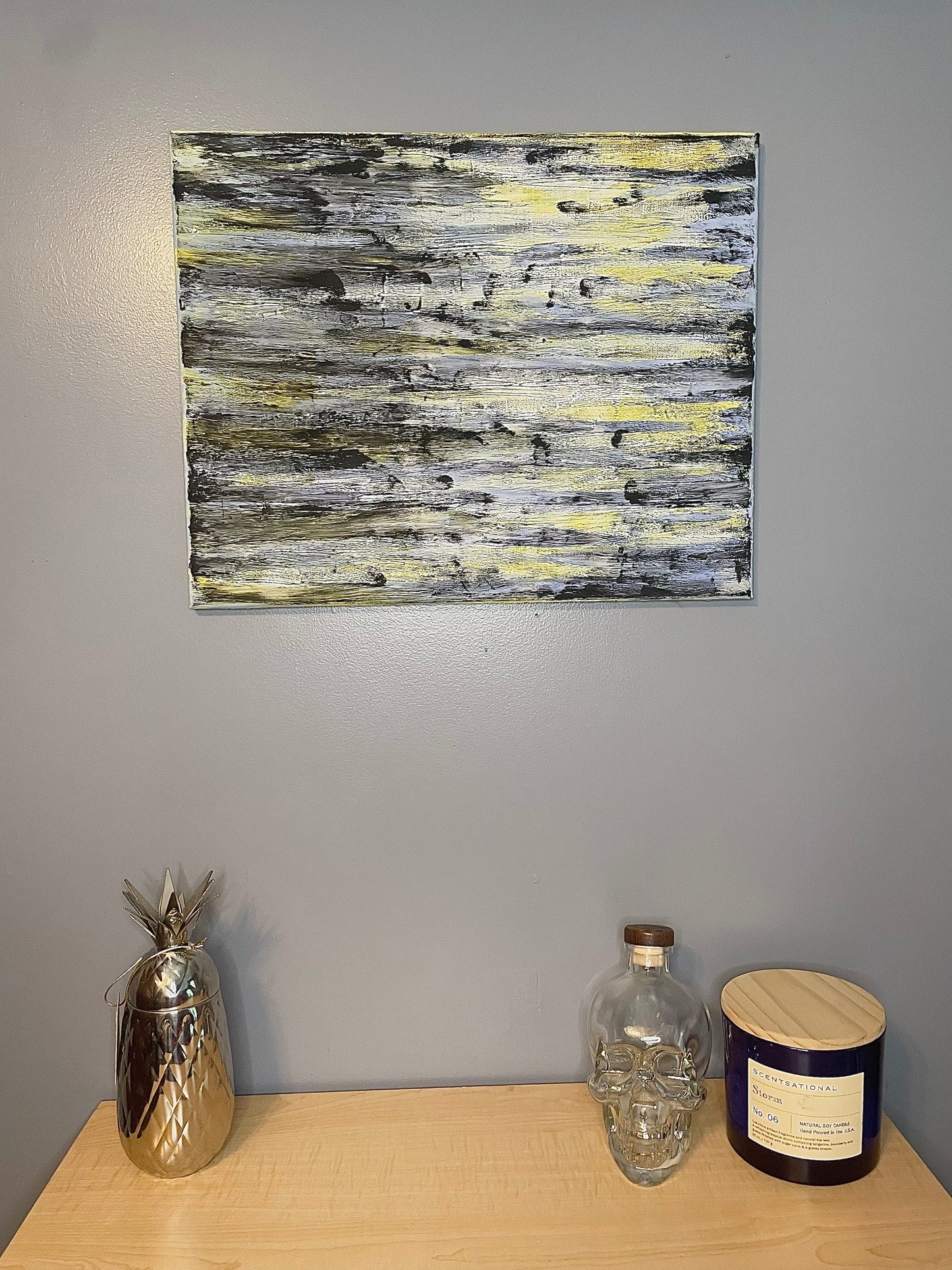 Black & Blue Abstract Textured Painting