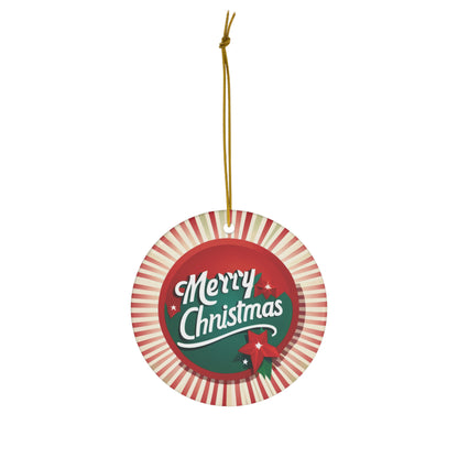 Rustic 'Merry Christmas' Ornament - Vintage Red and Green Festive Design - Charming Holiday Decor