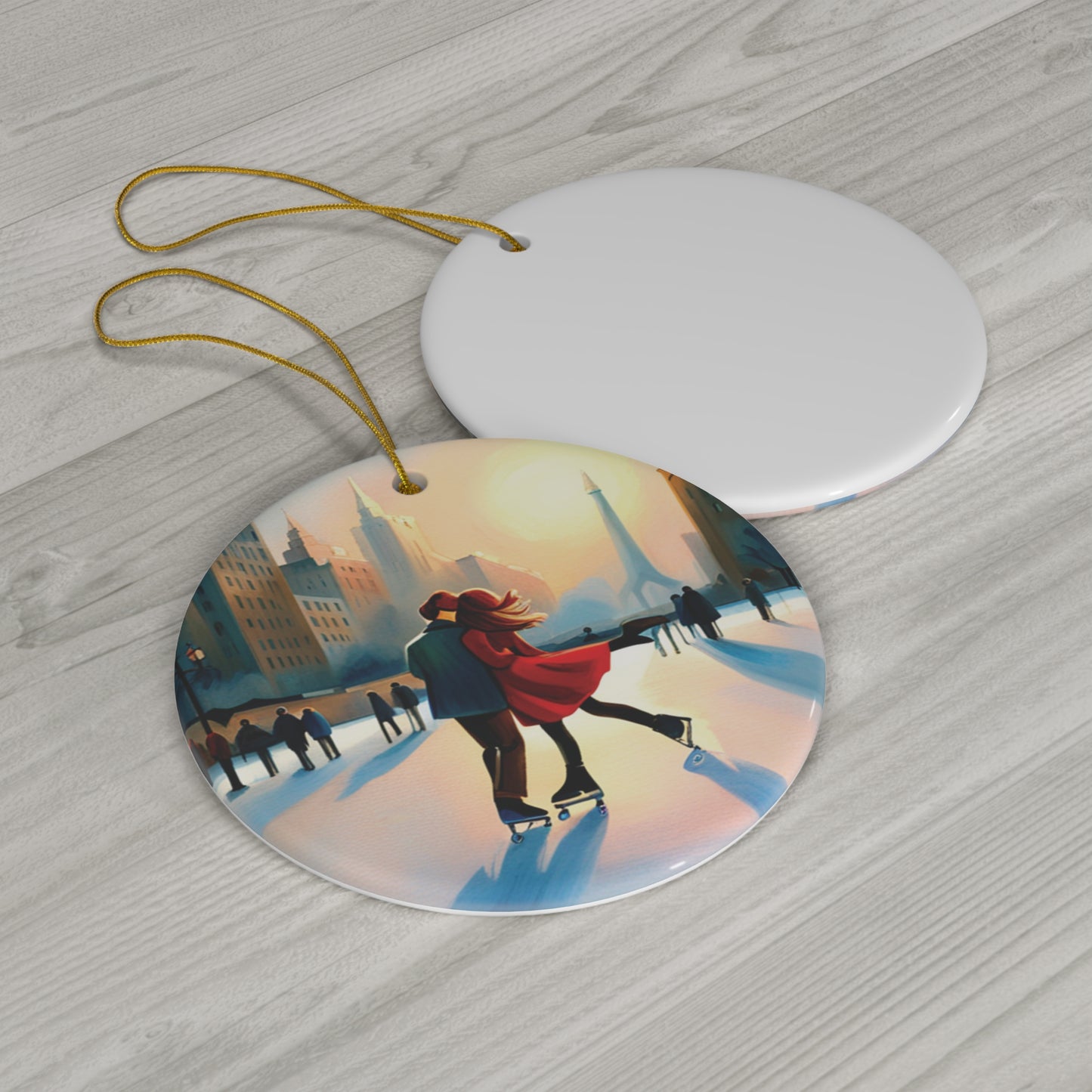 Romantic Ice Skating Couple Christmas Ornament - Cherish Love on Ice - Charming Holiday Decor