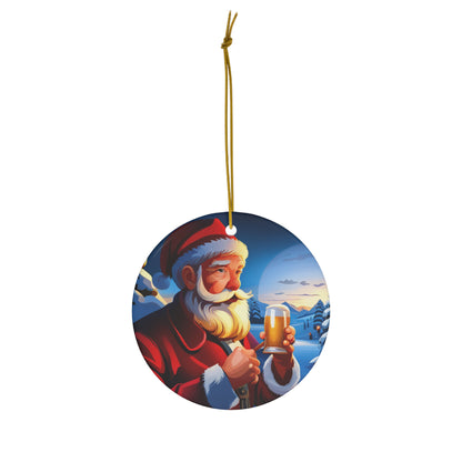 Santa Claus Beer Lover Christmas Tree Ornament - Festive Holiday Decoration