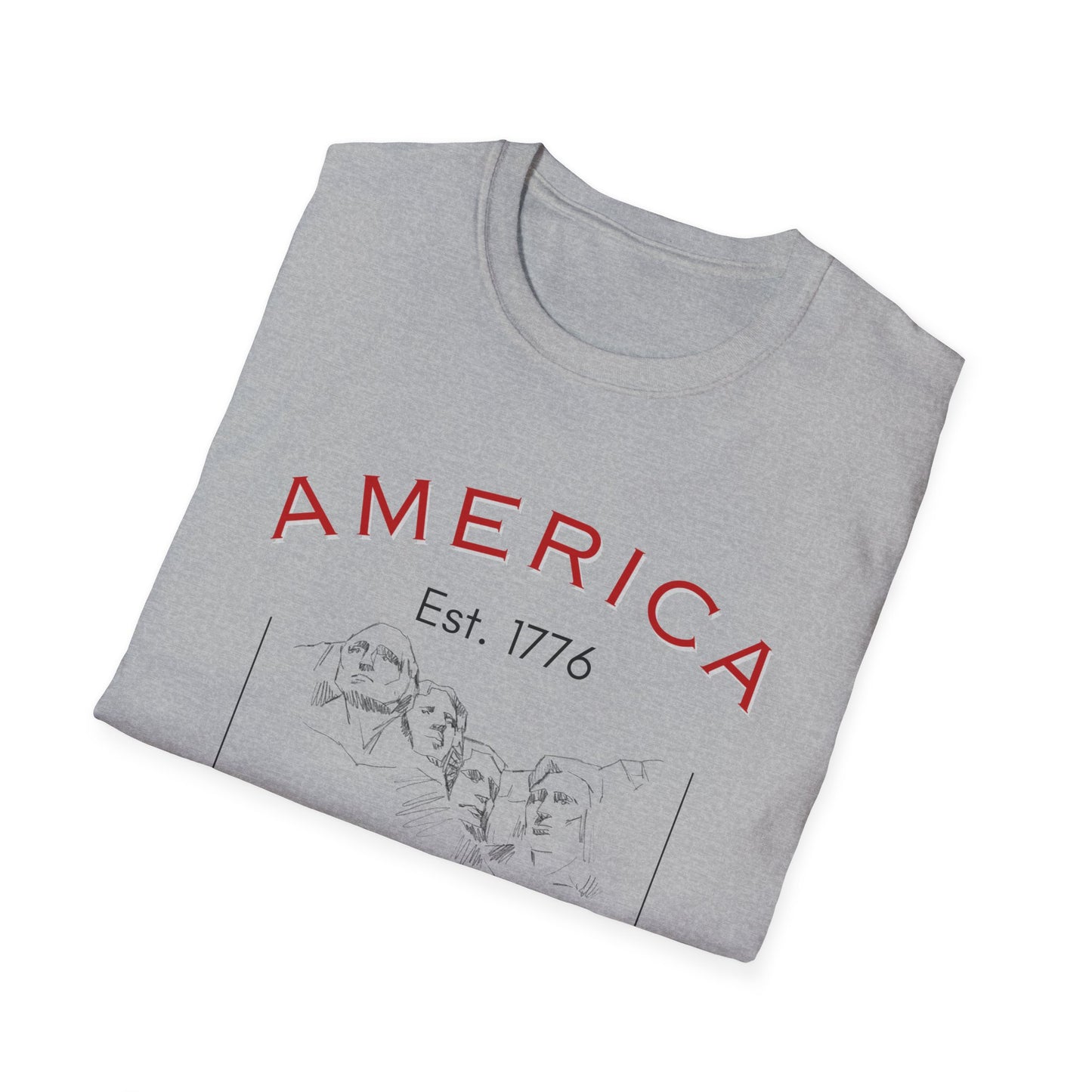 America Unisex Softstyle T-Shirt | Mount Rushmore Print - Celebrate 4th of July in Style