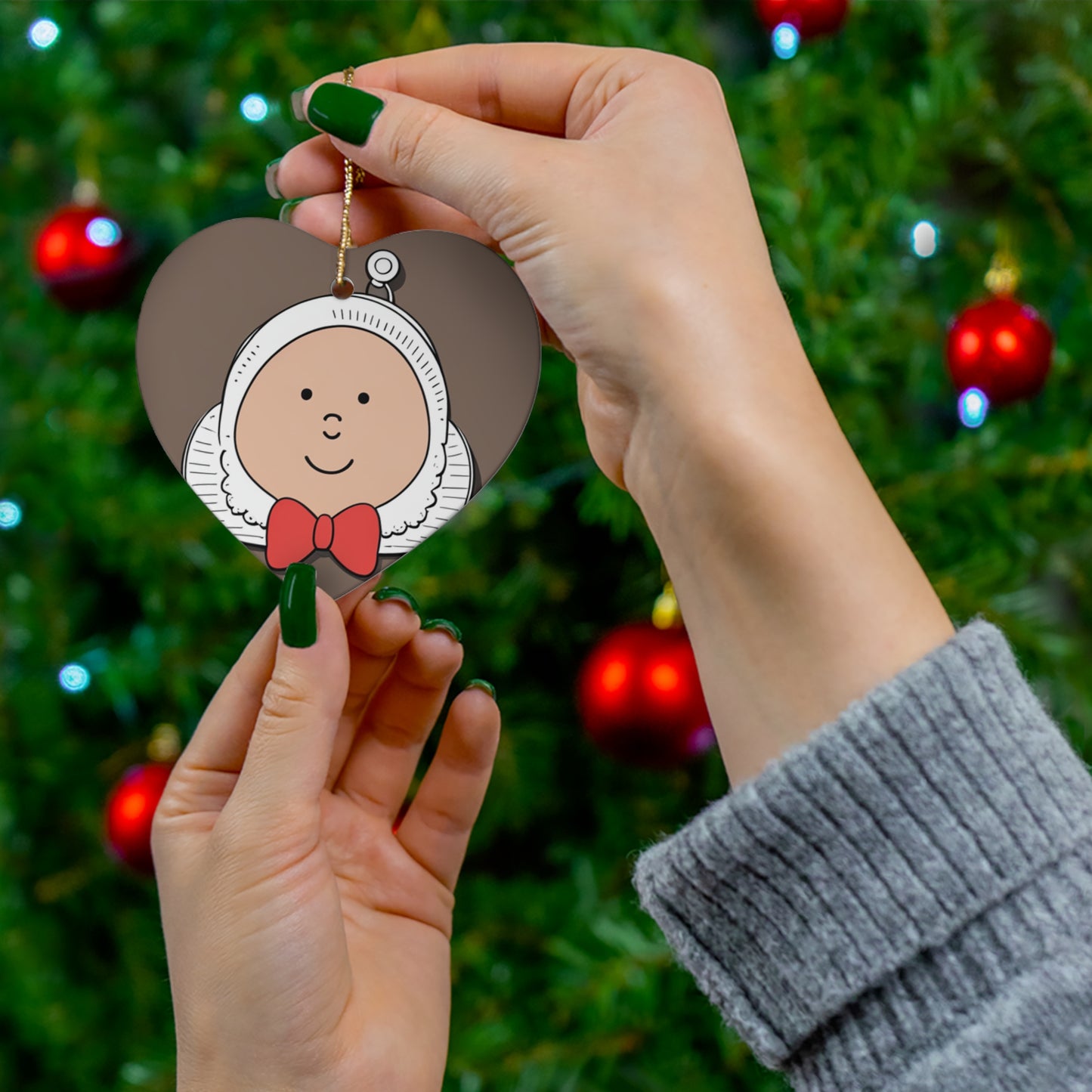 Humorous Baby Cartoon Christmas Tree Ornament - Fun Holiday Decor