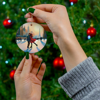 Romantic Ice Skating Couple Christmas Ornament - Cherish Love on Ice - Charming Holiday Decor