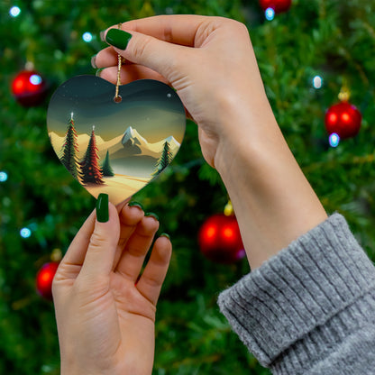 Snowy Pine Tree Landscape Christmas Ornament - A Tranquil Winter Wonderland- Charming Holiday Decor