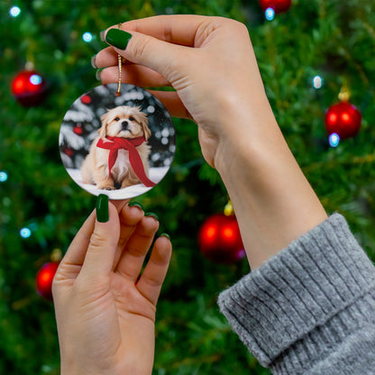 Cute Dog in Scarf Christmas Ornament - Warm Hearts and Festive Cheer - Charming Holiday Decor