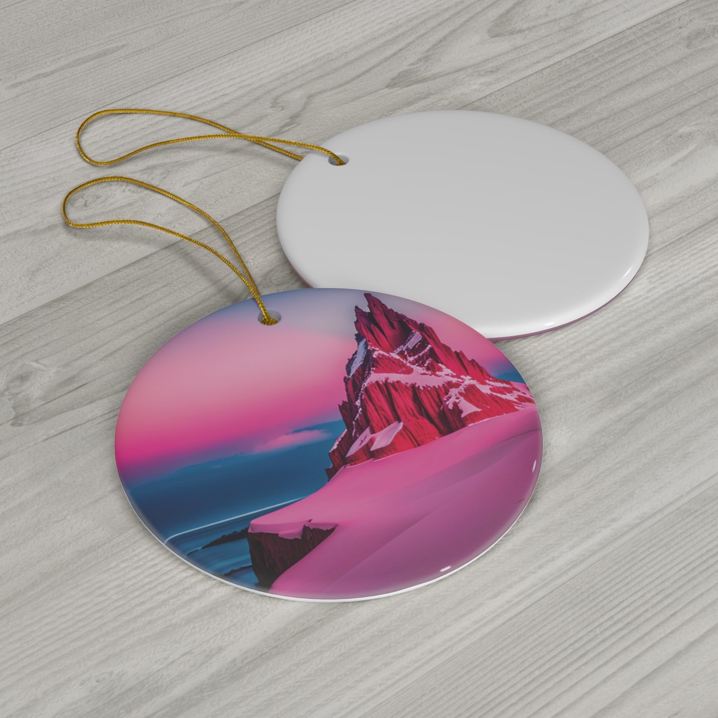 Elevate Your Holiday Decor with a Pink Snowy Landscape Christmas Tree Ornament - Graceful Elegance for Your Festive Tree