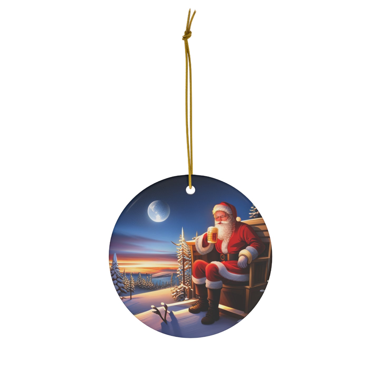 Santa Claus Beer Lover Christmas Tree Ornament - Festive Holiday Decoration