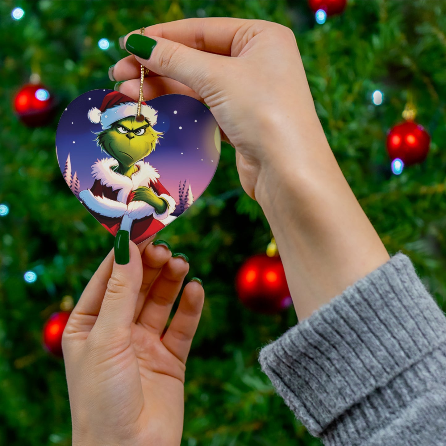 Grumpy Grinch Christmas Ornament - A Touch of Whimsical Mischief for Your Tree