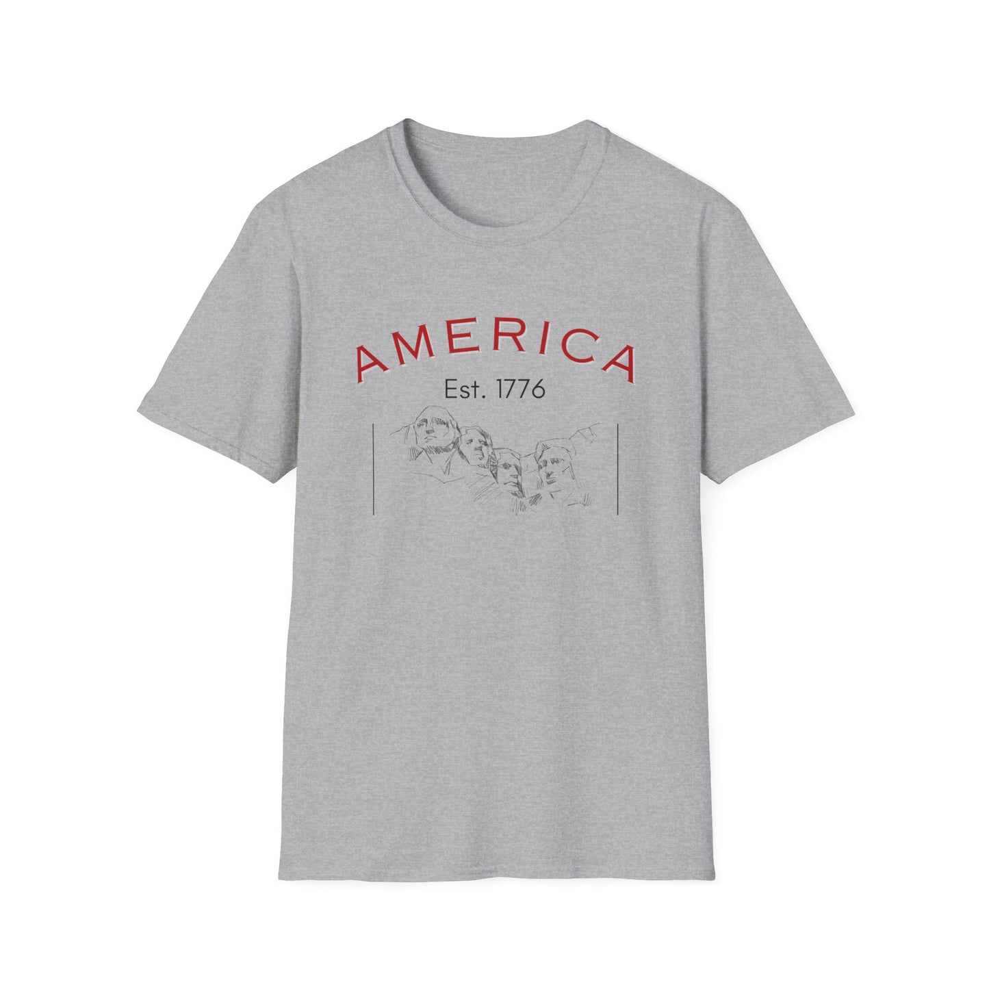 America Unisex Softstyle T-Shirt | Mount Rushmore Print - Celebrate 4th of July in Style