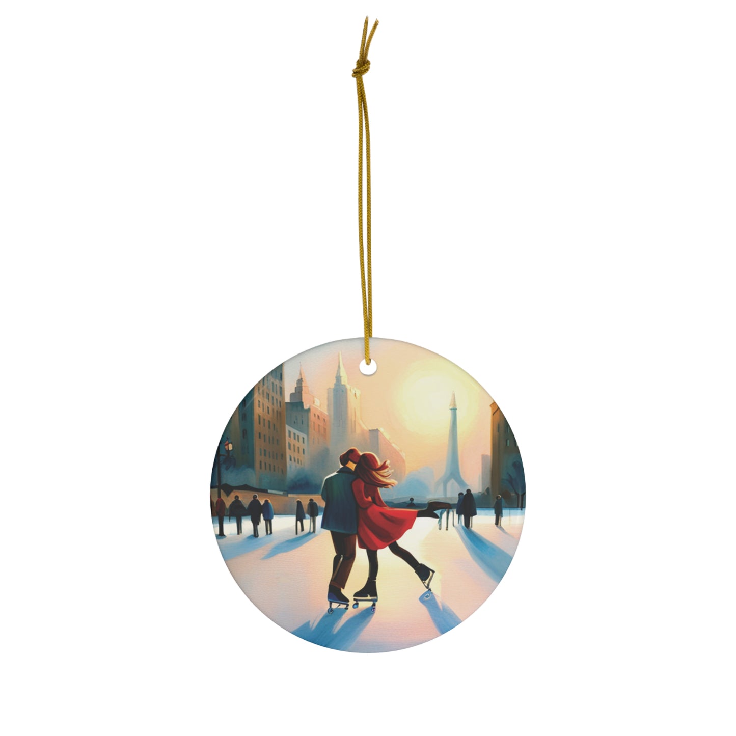 Romantic Ice Skating Couple Christmas Ornament - Cherish Love on Ice - Charming Holiday Decor