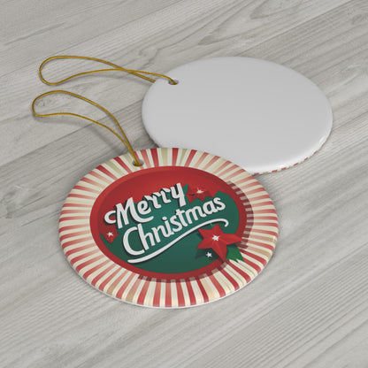 Rustic 'Merry Christmas' Ornament - Vintage Red and Green Festive Design - Charming Holiday Decor