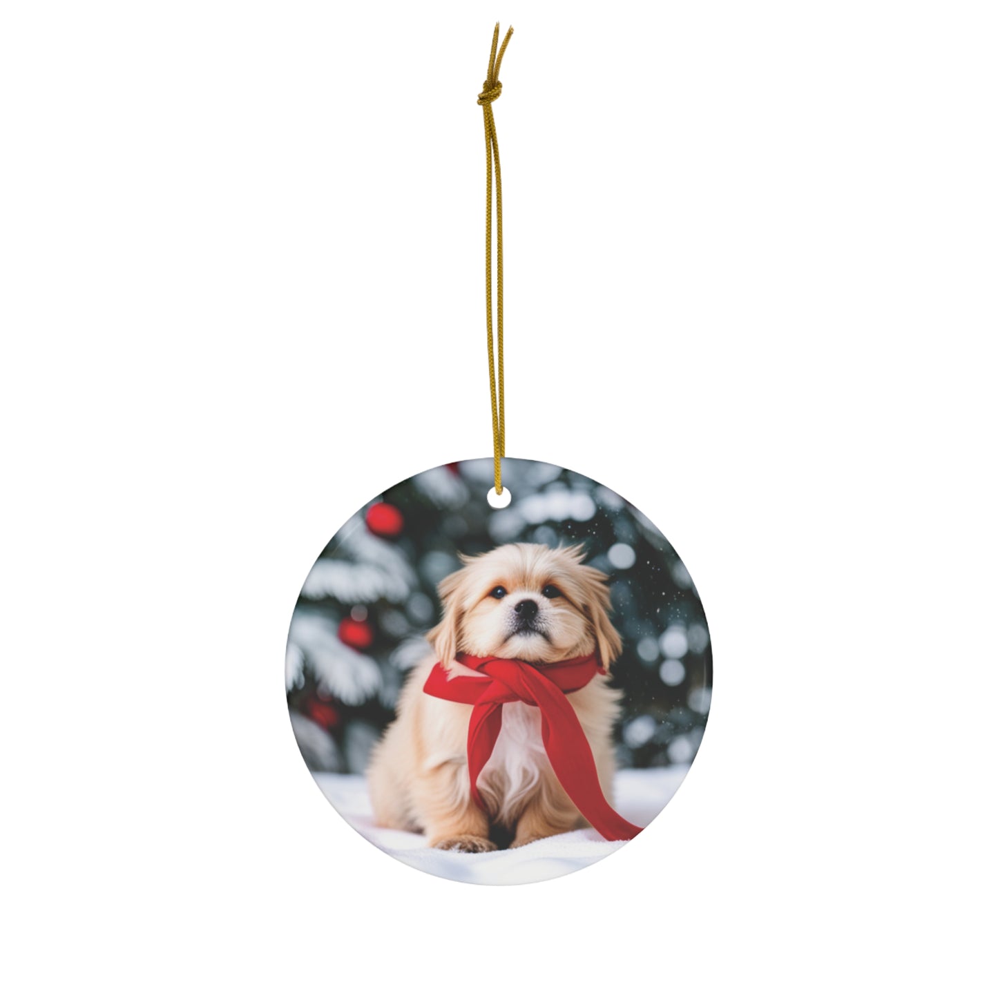 Cute Dog in Scarf Christmas Ornament - Warm Hearts and Festive Cheer - Charming Holiday Decor