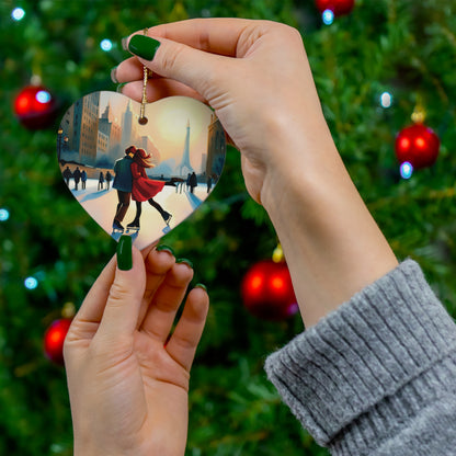 Romantic Ice Skating Couple Christmas Ornament - Cherish Love on Ice - Charming Holiday Decor