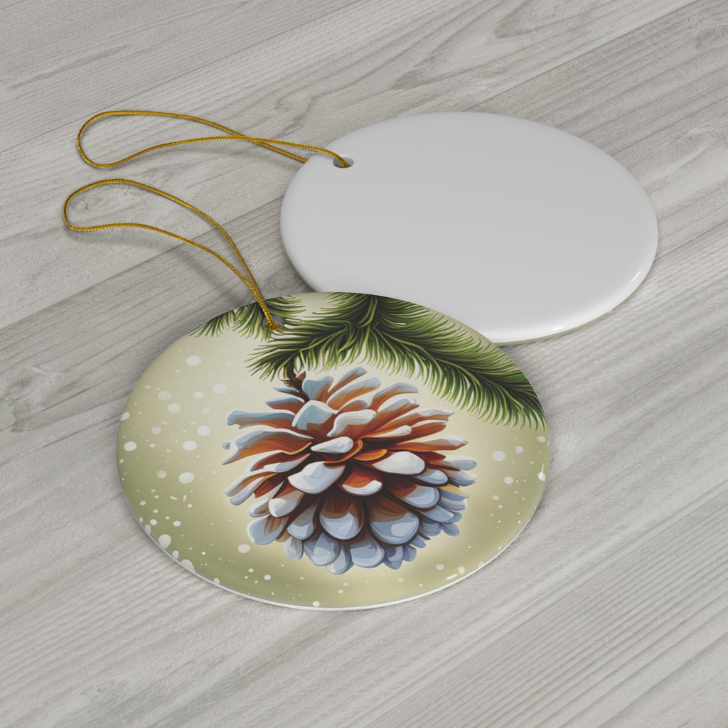 Snowy Pinecone Christmas Tree Ornament - A Rustic Touch of Winter Elegance
