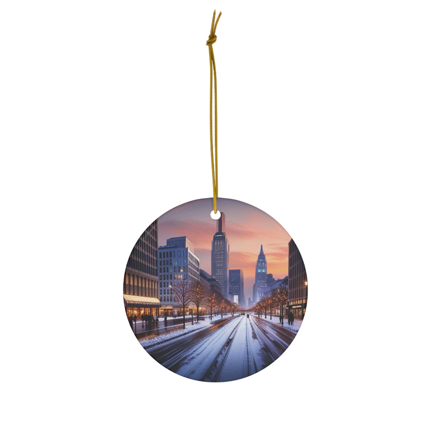 Surreal Buffalo Cityscape Christmas Ornament - Urban Fantasy for Your Tree