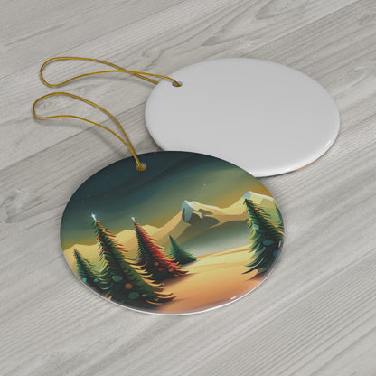 Snowy Pine Tree Landscape Christmas Ornament - A Tranquil Winter Wonderland- Charming Holiday Decor