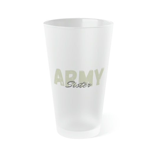 Army Sister Frosted Pint Glass - Military Sister Gift - Patriotic Beer Glass - Soldier's Sis - Personalized Barware - USA Proud