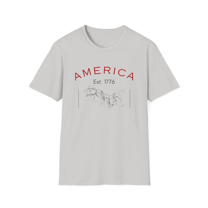 America Unisex Softstyle T-Shirt | Mount Rushmore Print - Celebrate 4th of July in Style