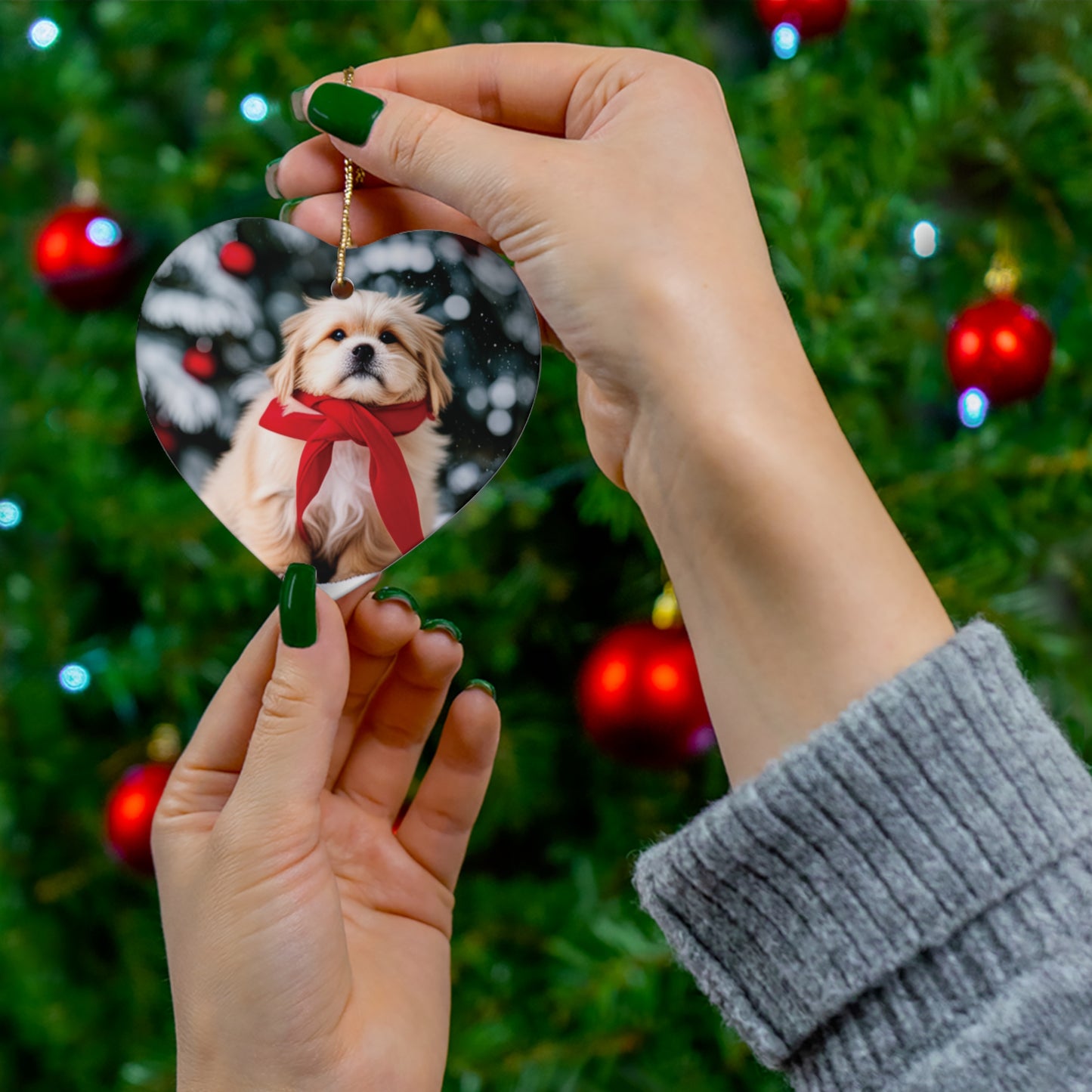 Cute Dog in Scarf Christmas Ornament - Warm Hearts and Festive Cheer - Charming Holiday Decor