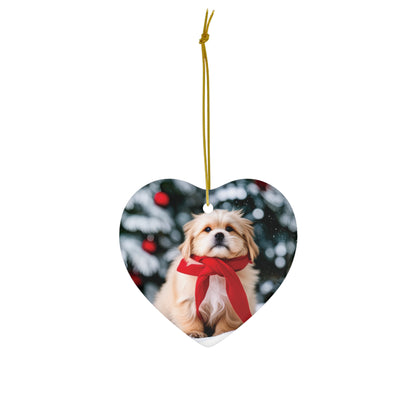 Cute Dog in Scarf Christmas Ornament - Warm Hearts and Festive Cheer - Charming Holiday Decor