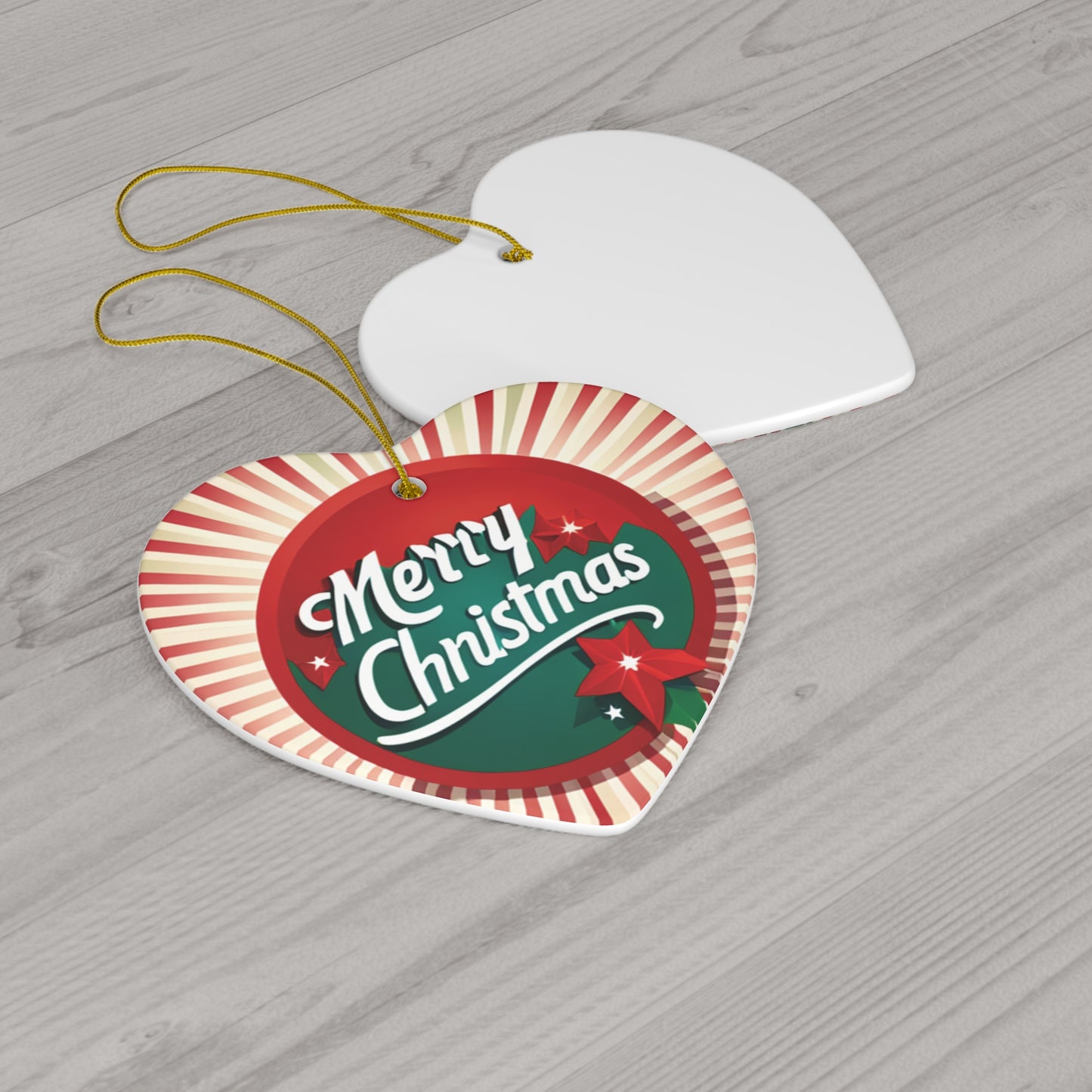 Rustic 'Merry Christmas' Ornament - Vintage Red and Green Festive Design - Charming Holiday Decor