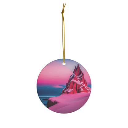 Elevate Your Holiday Decor with a Pink Snowy Landscape Christmas Tree Ornament - Graceful Elegance for Your Festive Tree