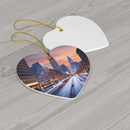 Surreal Buffalo Cityscape Christmas Ornament - Urban Fantasy for Your Tree