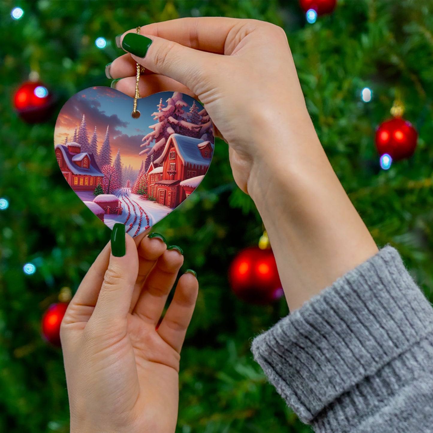 Capture the Magic of the North Pole with this Scenic Christmas Tree Ornament