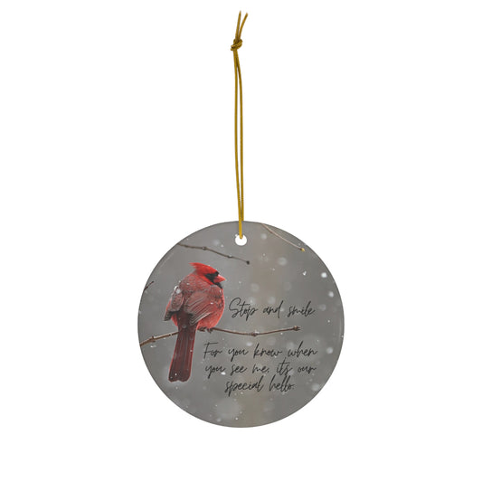 Cardinal Ceramic Christmas Ornament - Festive Holiday Decor