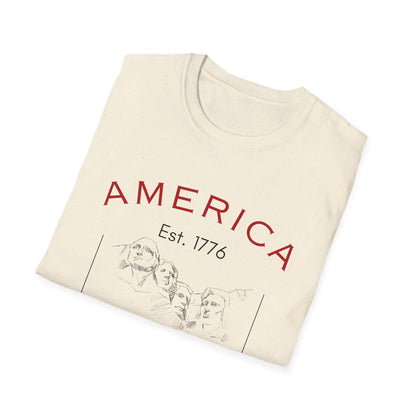 America Unisex Softstyle T-Shirt | Mount Rushmore Print - Celebrate 4th of July in Style