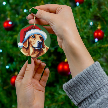 Golden Retriever with Santa Hat Christmas Ornament - Celebrate the Joy of Man's Best Friend