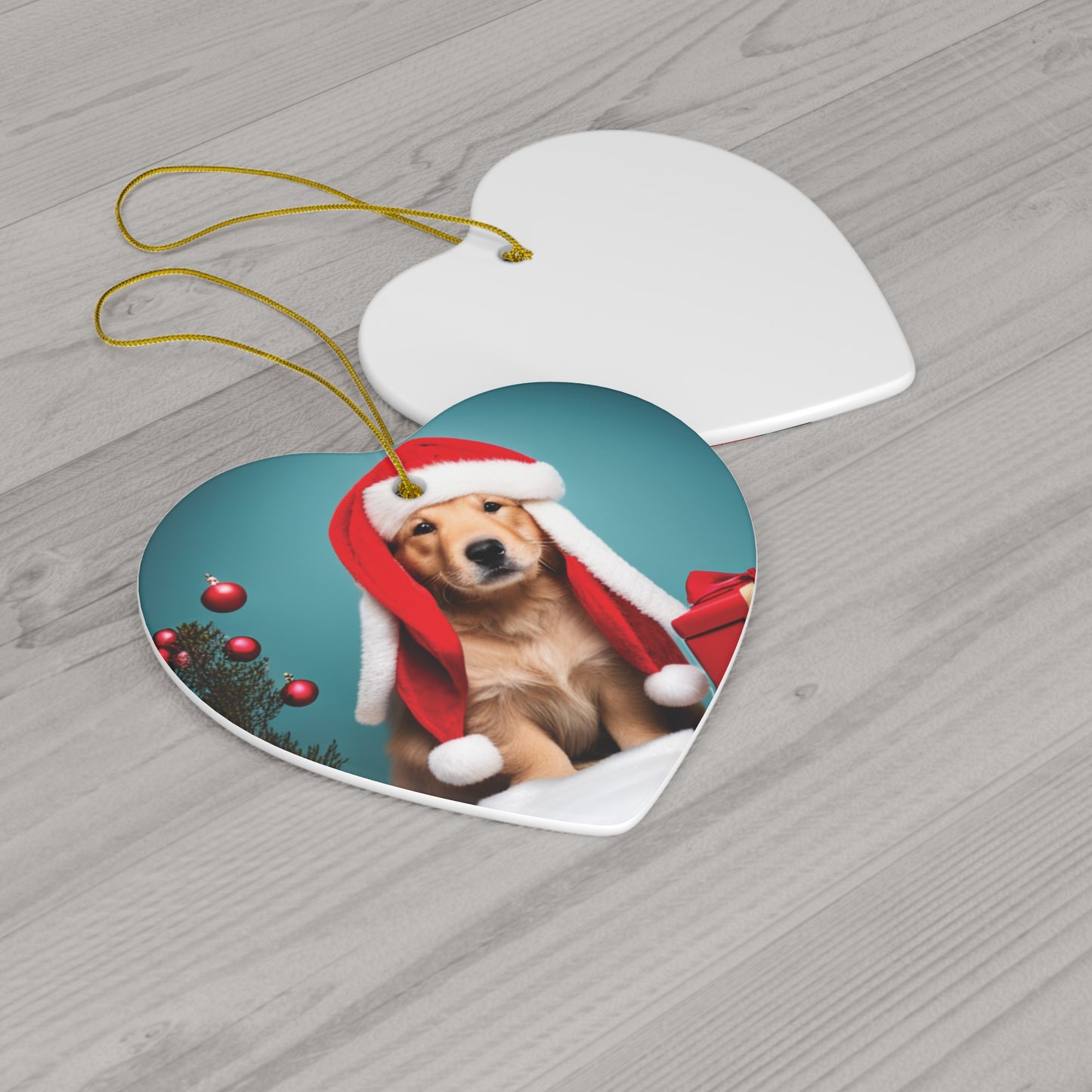 Golden Retriever wearing Santa Hat - Puppy Christmas Ornament - The Gift of Puppy Love for Your Tree