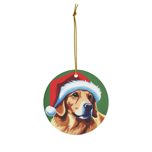 Golden Retriever with Santa Hat Christmas Ornament - Celebrate the Joy of Man's Best Friend