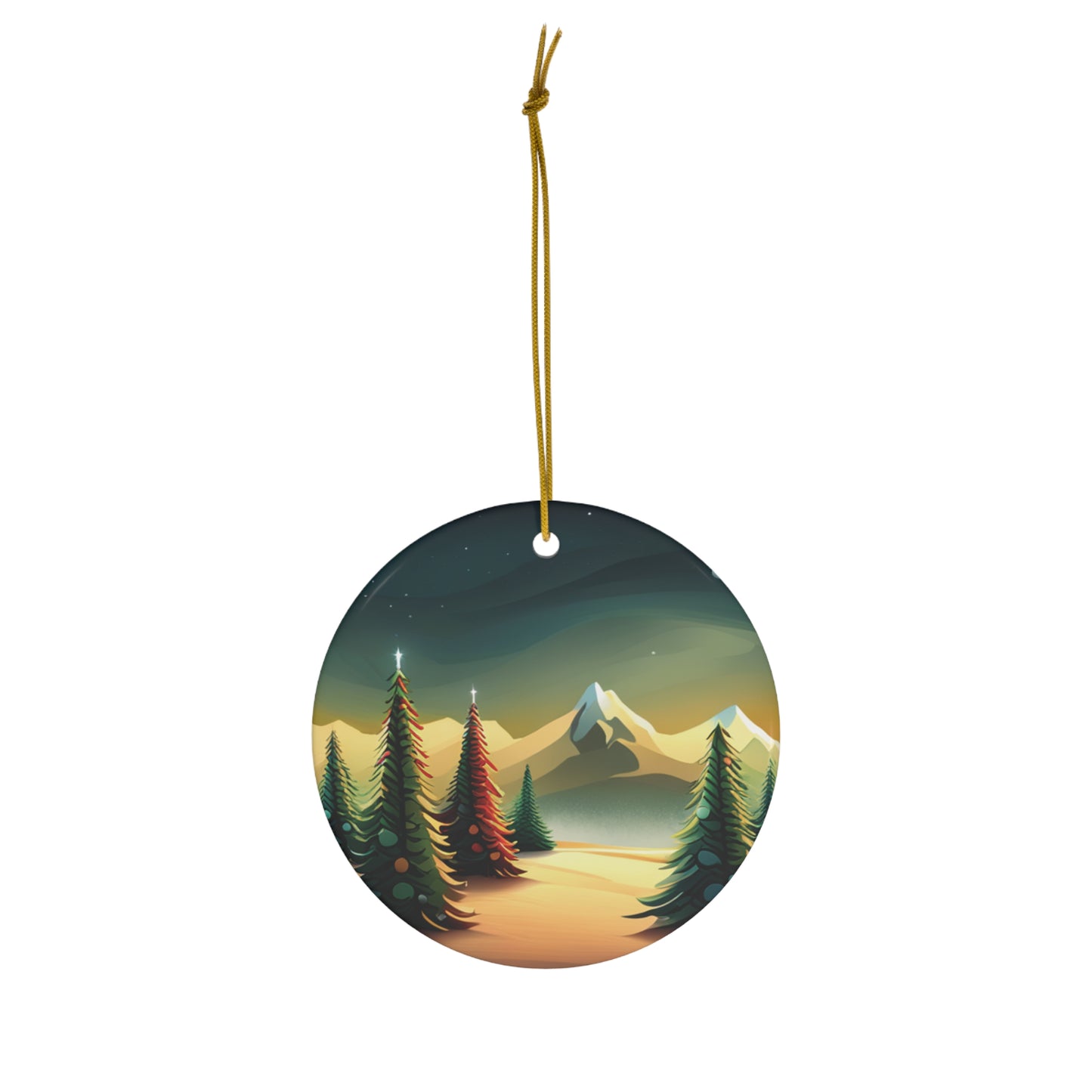 Snowy Pine Tree Landscape Christmas Ornament - A Tranquil Winter Wonderland- Charming Holiday Decor