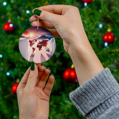 Trippy World Map Christmas Ornament - Explore the World in Style