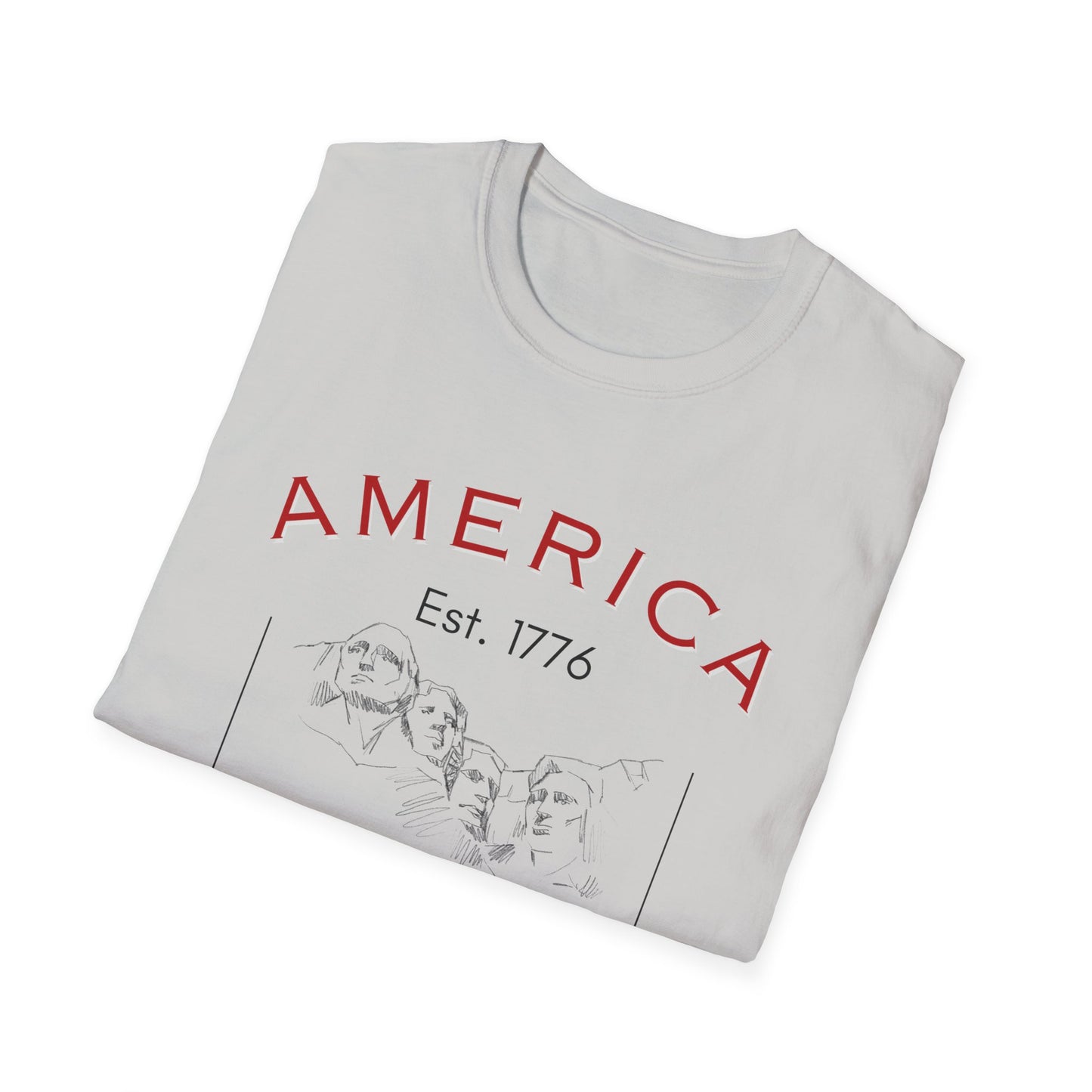 America Unisex Softstyle T-Shirt | Mount Rushmore Print - Celebrate 4th of July in Style