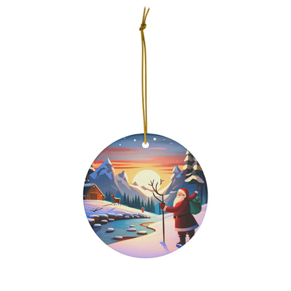 Santa's Scenic Journey Christmas Tree Ornament - Festive Holiday Decor