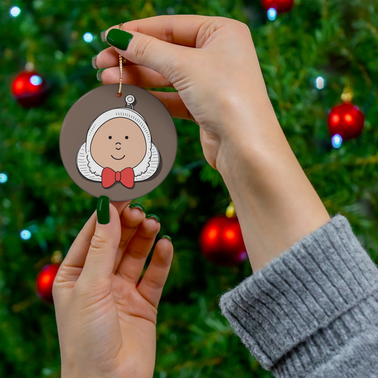 Humorous Baby Cartoon Christmas Tree Ornament - Fun Holiday Decor