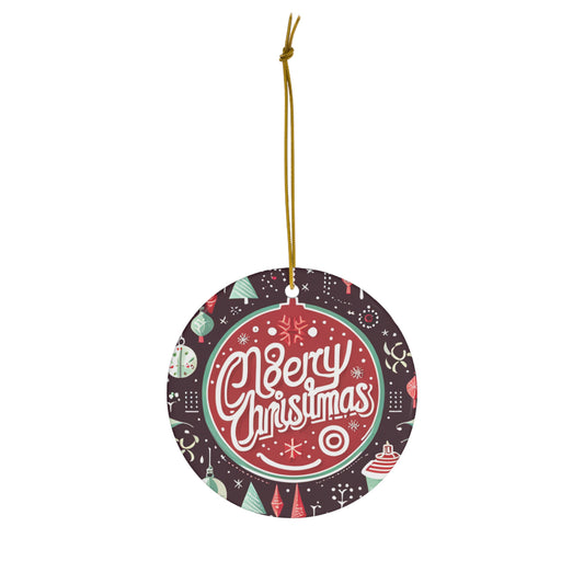 Retro Merry Christmas Tree Ornament - Vintage Holiday Decor