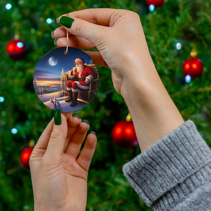 Santa Claus Beer Lover Christmas Tree Ornament - Festive Holiday Decoration