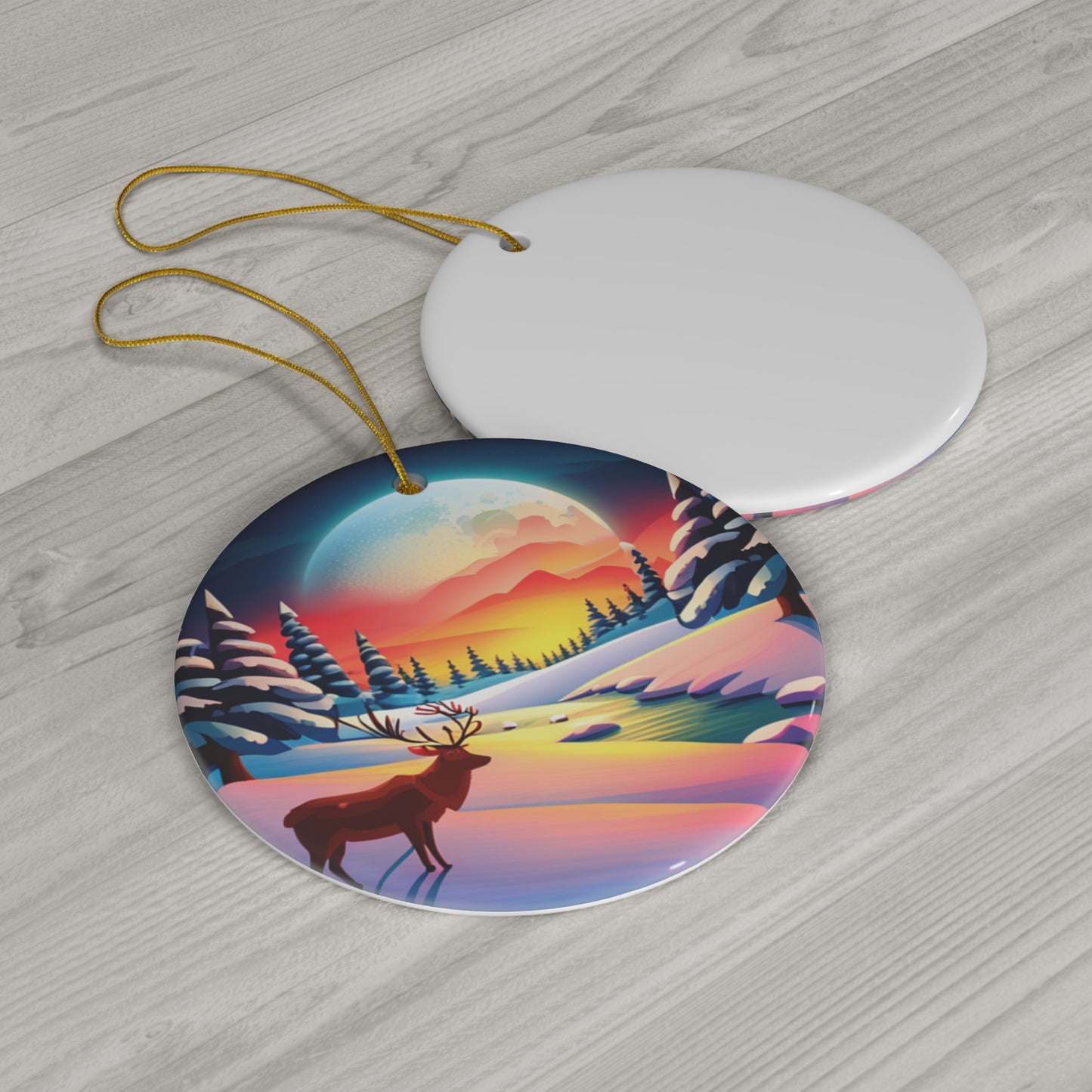 Scenic Reindeer Christmas Tree Ornament - Festive Holiday Decor