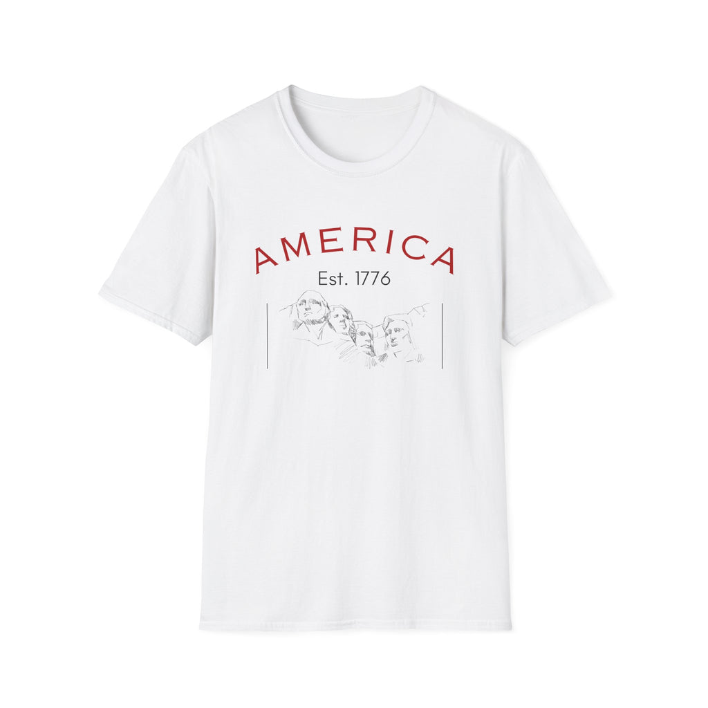 America Unisex Softstyle T-Shirt | Mount Rushmore Print - Celebrate 4th of July in Style