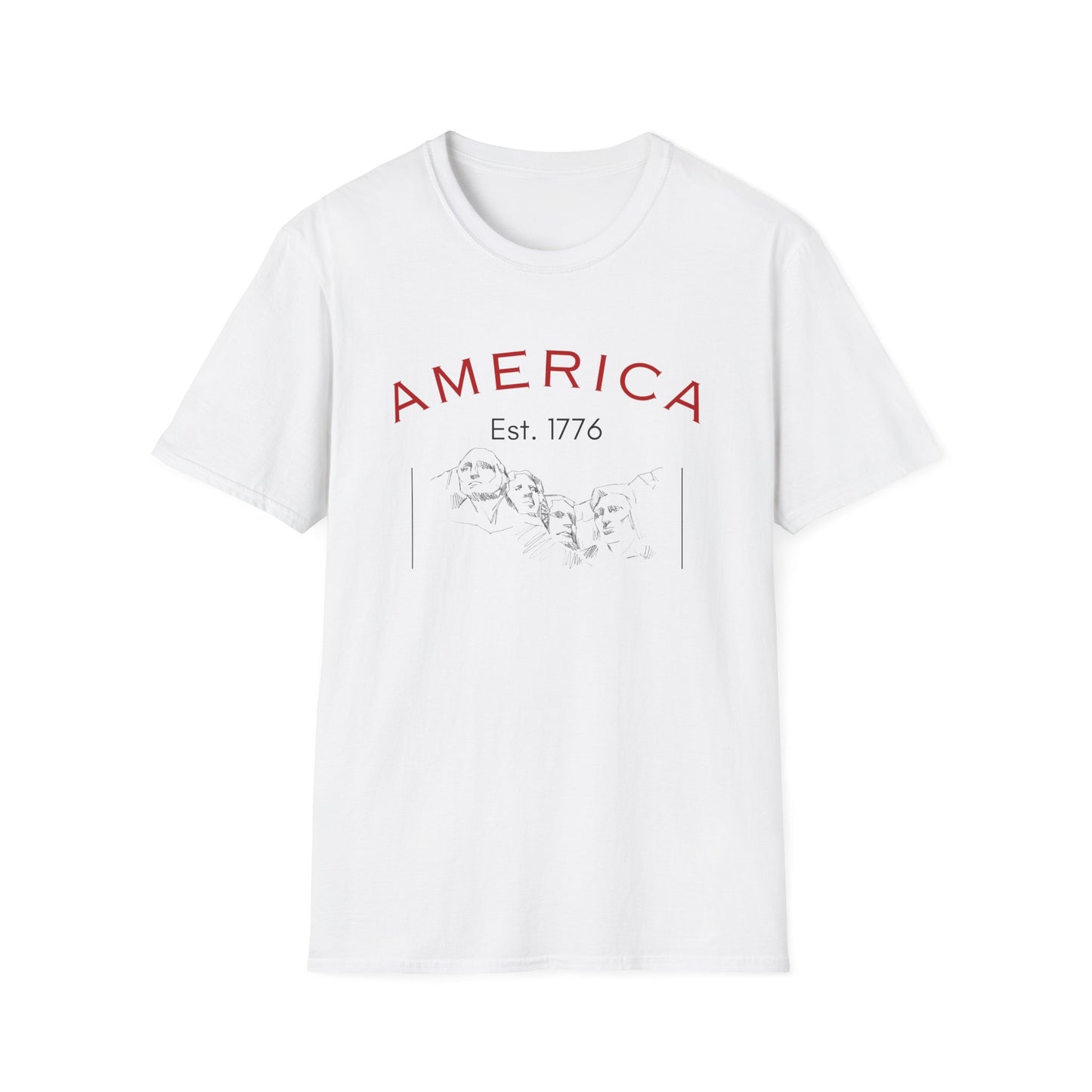 America Unisex Softstyle T-Shirt | Mount Rushmore Print - Celebrate 4th of July in Style