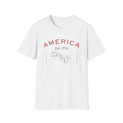 America Unisex Softstyle T-Shirt | Mount Rushmore Print - Celebrate 4th of July in Style