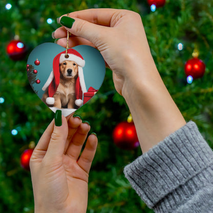 Golden Retriever wearing Santa Hat - Puppy Christmas Ornament - The Gift of Puppy Love for Your Tree