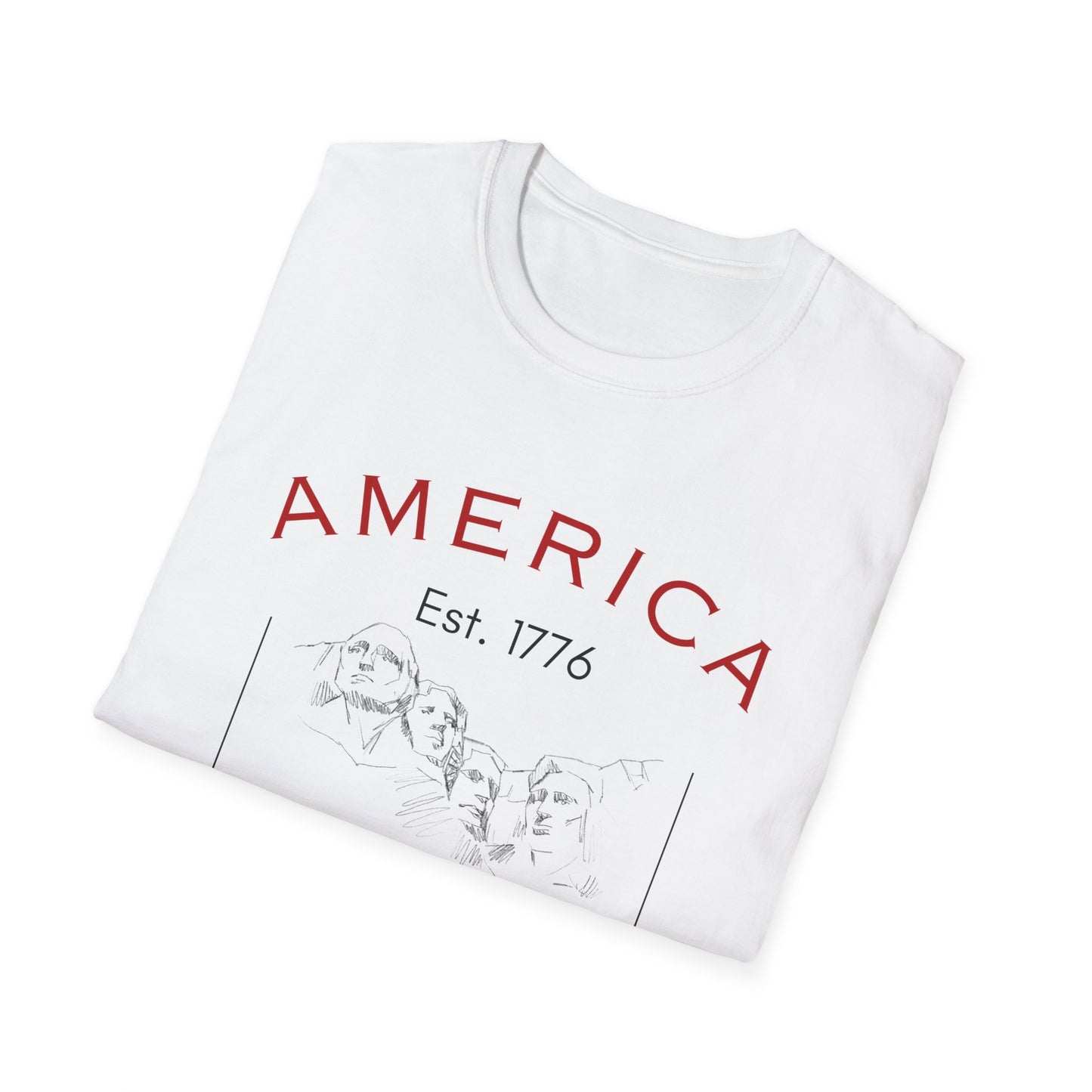 America Unisex Softstyle T-Shirt | Mount Rushmore Print - Celebrate 4th of July in Style