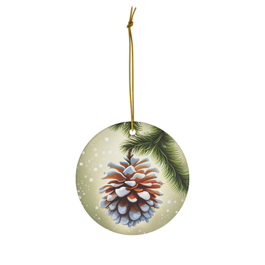 Snowy Pinecone Christmas Tree Ornament - A Rustic Touch of Winter Elegance