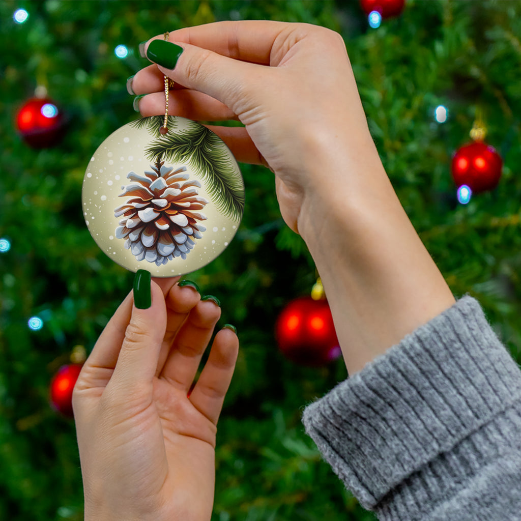 Snowy Pinecone Christmas Tree Ornament - A Rustic Touch of Winter Elegance